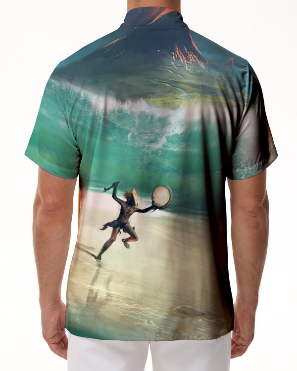 
Cartoon digital printing men's Hawaiian button short-sleeved shirt tropical beach style shirt fun short-sleeved button short-sleeved shirt fresh and refined
                