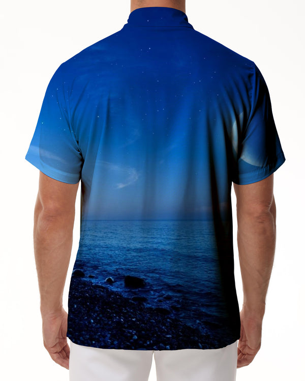 
Blue Galaxy Ocean Men's Casual Shirt Short Sleeve Regular Fit Fashion Camping Beach Shirt Tops
                