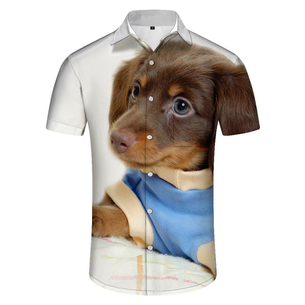 
Dachshund Cute Men's Polyester Shirt Men's Short Sleeve Shirt Button Casual Shirt Loose Tops Vacation
                