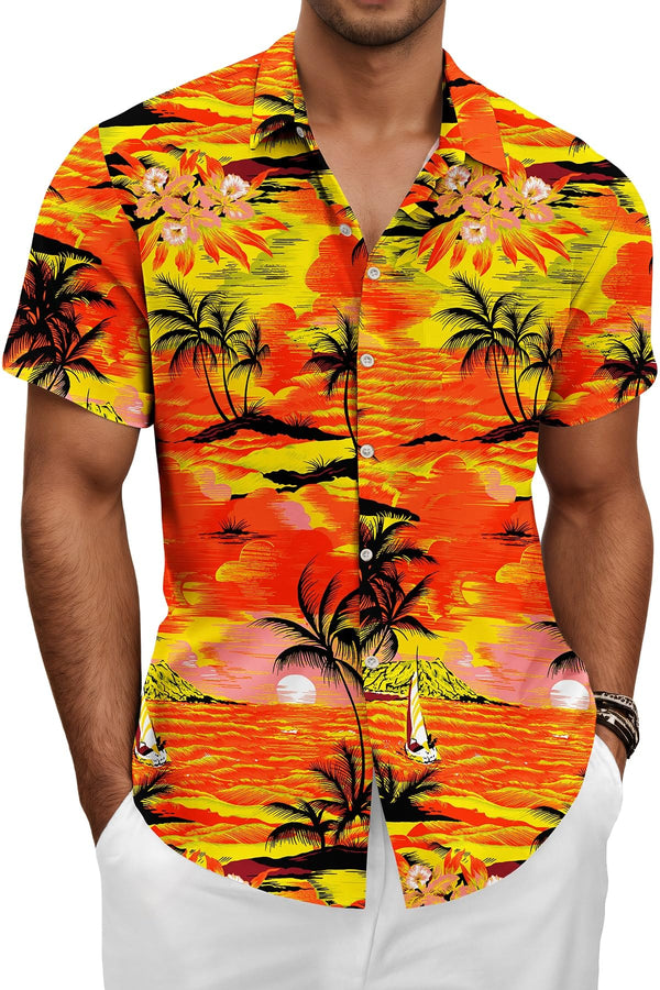 Hawaiian Shit for Men Beach Summer Mens Buton Down Short Sleeve Shit Tropical Vacation Casual Clothes