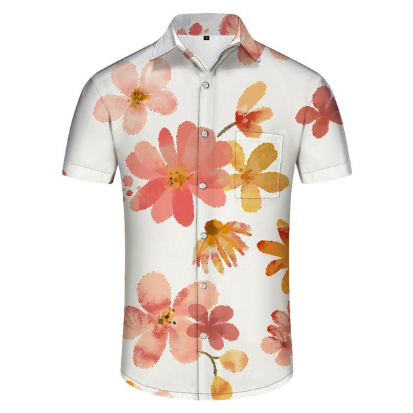 
Vintage Floral Print Tropical Hawaiian Style Men's Casual Lapel Button-Down Shirt 3D Printed Polyester Short Sleeve Shirt
                