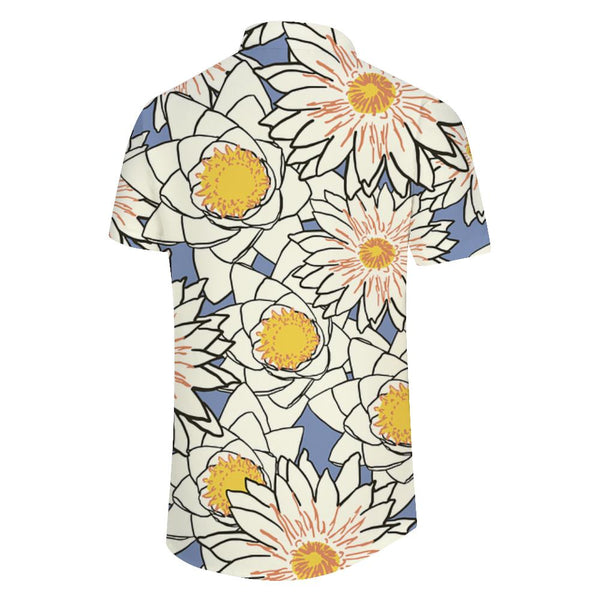 
White Daisy Fashion Summer Fun Summer Party Button-Down Lapel Short Sleeve Mens Hawaiian Style Tops
                