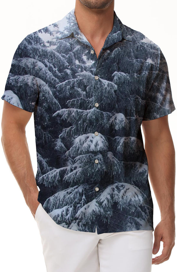 Beach button short sleeve shirt men's summer casual short sleeve fashion Hawaiian lapel pocket short sleeve shirt print pattern