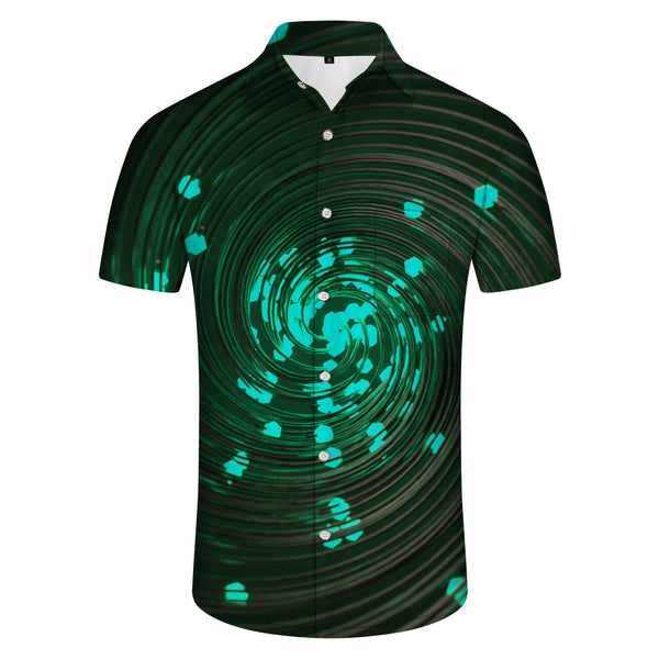 
Summer New Turquoise Green Swirl Hawaiian Men's Casual Button Print Shirt Short Sleeve Beachwear Fun
                