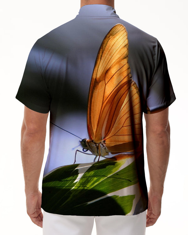 
Sunshine Tree Butterfly Casual Men's Short Sleeve Hawaiian Shirt Summer Vacation Shirt Butterfly Oil Painting
                
