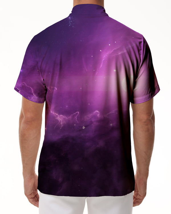
Purple Galaxy Men's Hawaiian Shirt Universe Galaxy Planet Summer Short Sleeve Button Shirt Star Space
                