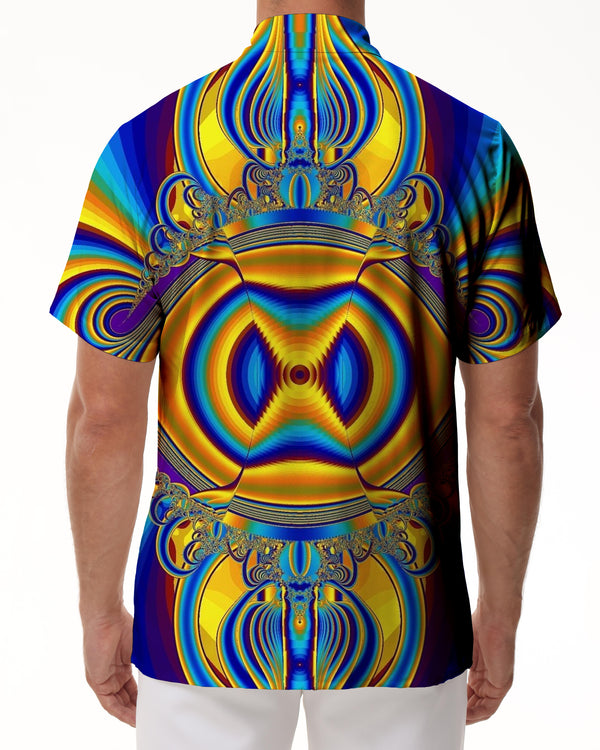 
3D digital printing geometric tropical Hawaiian button-down lapel men's casual fashion loose short sleeves
                