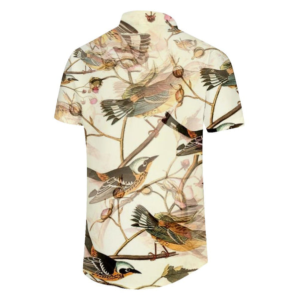 
Birds 3d digital printing men's casual loose tropical fashion Hawaiian button-down lapel street outdoor short sleeve
                