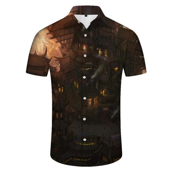 
Ancient Design Building Men's Short Sleeve Shirt Casual Lapel Pocket Button Shirt Vacation Beach Summer
                