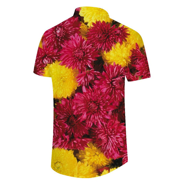 
Personalized summer men's seaside Hawaiian shirt purple flower shirt print fashionable short-sleeved casual beach button top
                