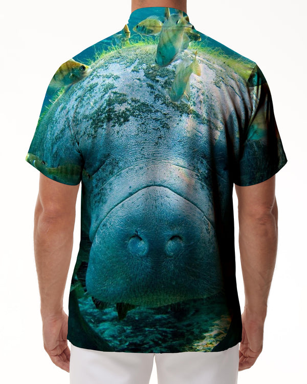 
Manatee Animals Men's Shirt Short Sleeved Color Button Down Beach Shirt Tropical Holiday
                