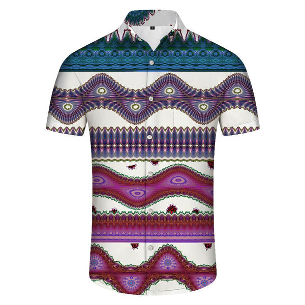 
Hawaiian men's ethnic style colorful printed short-sleeved shirt casual style
                