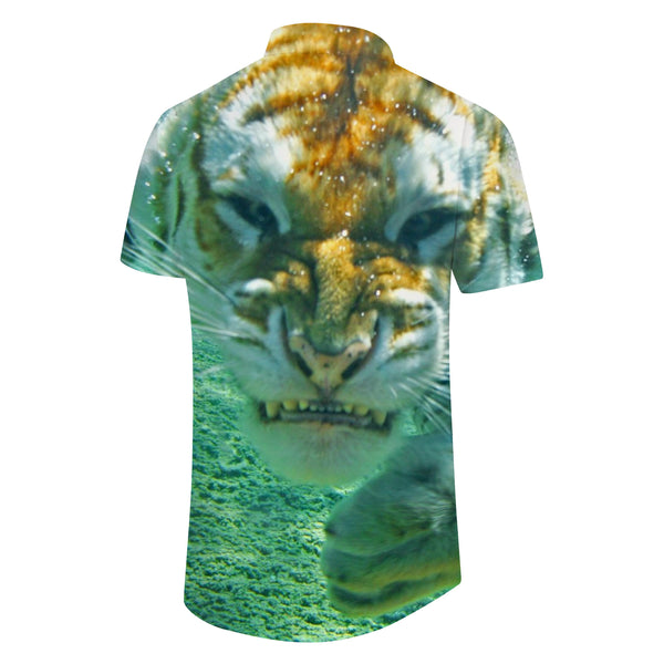 
Trendy short sleeve tiger underwater swimming men's Hawaiian shirts Hawaiian tops casual wear summer shirts for beach holiday party
                