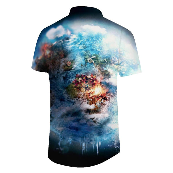 
3d digital printing pattern Hawaiian regular style fashion button top Tropical Hawaiian button-down lapel beach clothing abstract
                