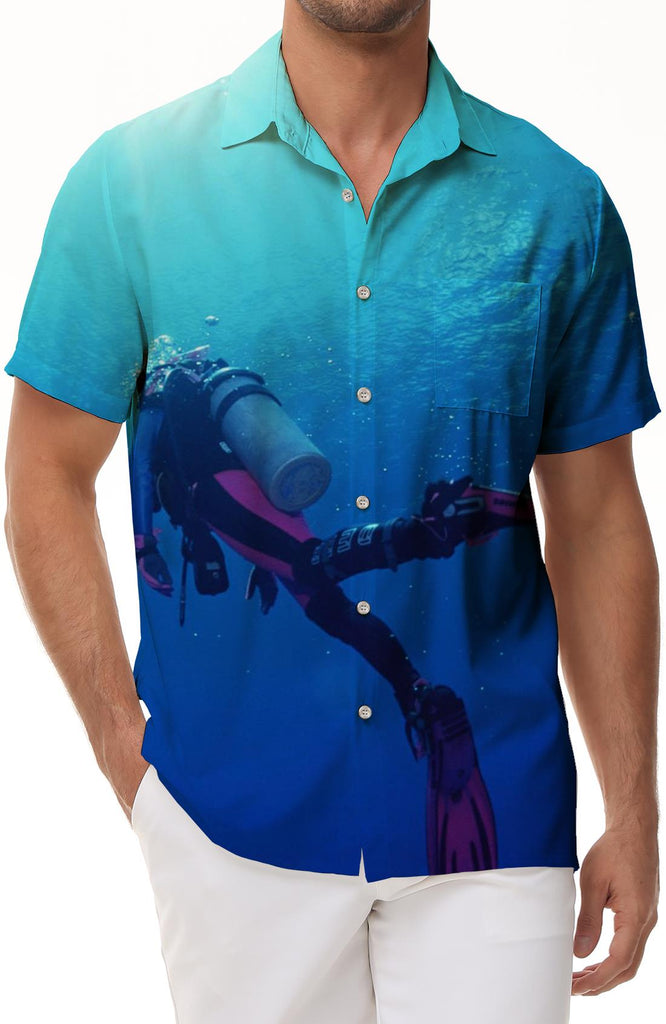 Hawaii diving sea comfortable breathable short-sleeved shirt printed top beachwear summer fashion shirt 3d digital printing