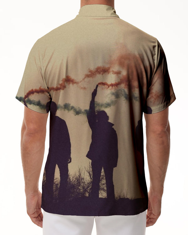 
Freedom Color Smoke Bomb Loose Casual Men's Short Sleeve Shirt Hawaiian New Personalized Button Lapel Pocket Clothes
                