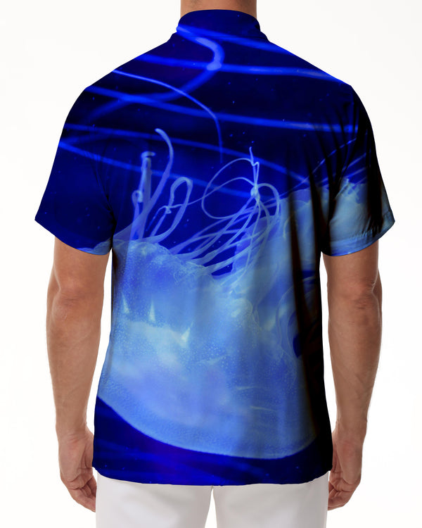 
Blue Jellyfish Undersea Digital Print Men's Casual Loose Short Sleeve Shirt Hawaiian Tropical Button Comfortable Breathable Shirt Top
                
