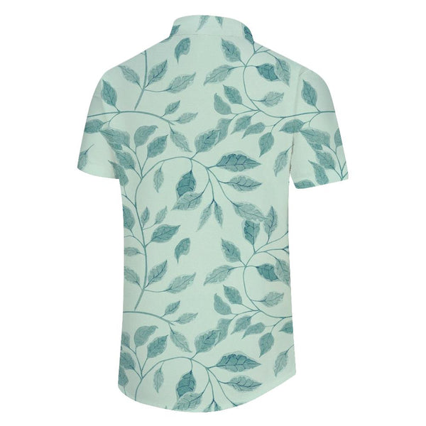 
Fashion Tropical Hawaiian Style Leaf Print Green Men's Summer Short Sleeve Button Casual Beach Shirt
                