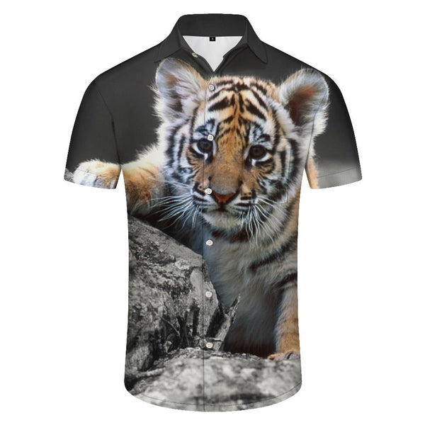 
Big Tiger Cub Mens Hawaiian Shirt Short Sleeve Button Down Summer Beach Shirt Casual Shirt
                