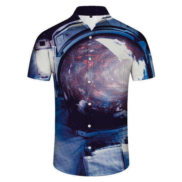 
Short Sleeve Men's Casual Loose Shirt Astronaut Hawaiian Button Lapel Tie Pocket Spaceman Fashion Top Style Stylish
                