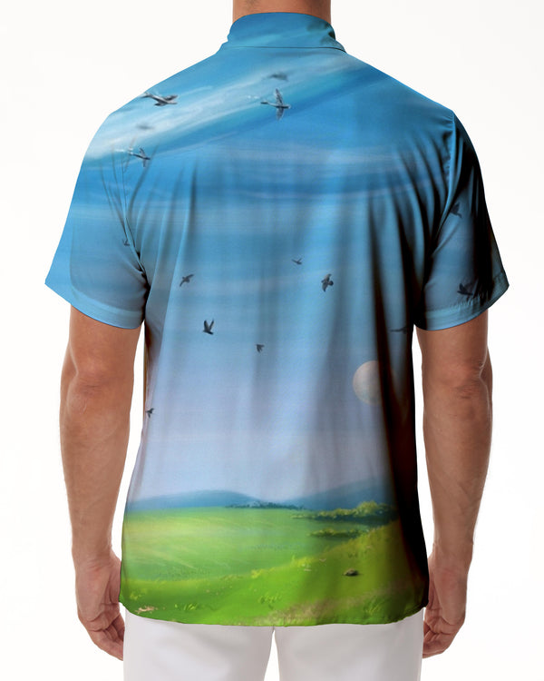 
Natural Landscape Pattern Short Sleeve Men's Casual Sports Shirt Floral Art Hawaiian Party Beach Top
                