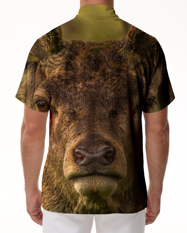 
Bear Elk Baseball Wild Animal Short Sleeve Shirt Hip Hop Fashion Breathable Button Men's Short Sleeve Shirt
                