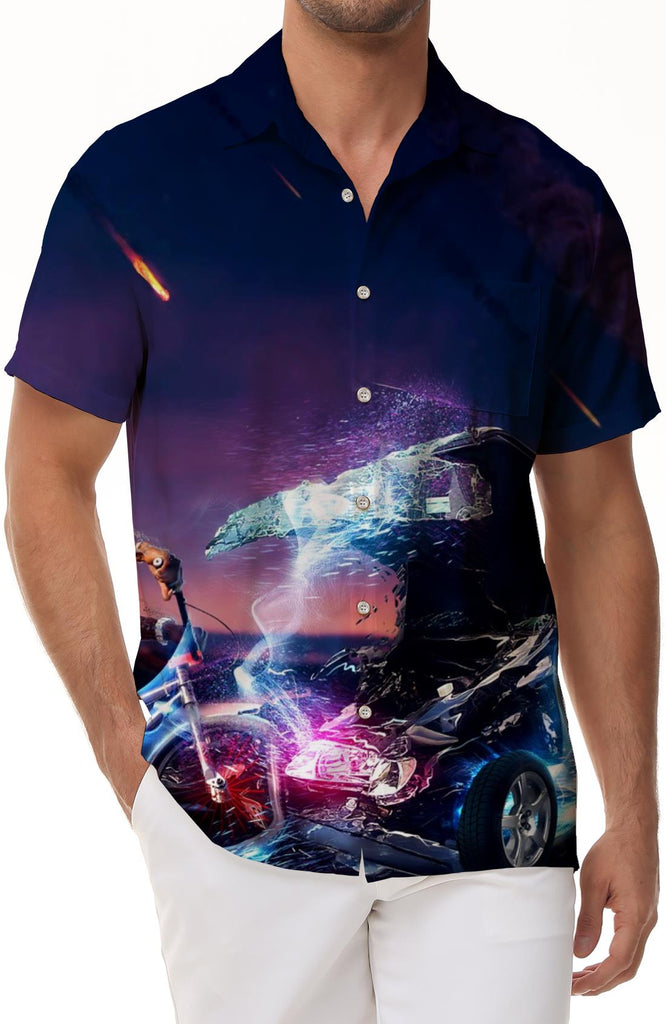 Fantasy Stimulating 3D Digital Printing Short Sleeve Shirt Men's Casual Street Trend Harajuku Shirt Loose