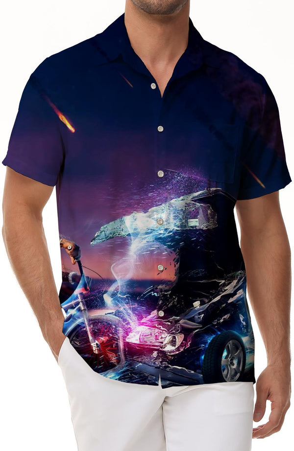 Fantasy Stimulating 3D Digital Printing Short Sleeve Shirt Men's Casual Street Trend Harajuku Shirt Loose