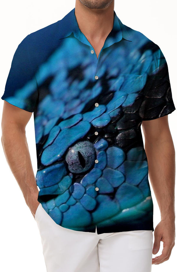 
Blue Viper Reptile Blue Snake Venomous Men's Short Sleeve Casual Hawaiian Shirt for Beach Party
                