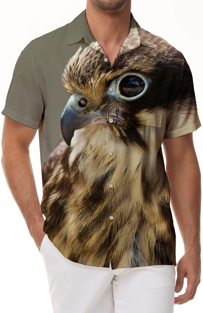 Bird Hawaiian Shirt Men's Summer Beach Print Short Sleeve Button Shirt Tops
