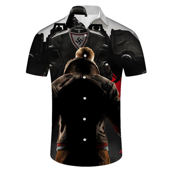 
Vacation beach top short sleeve shirt breathable clothes free air street men's casual loose short sleeve shirt Hawaiian short sleeve shirt regular style
                