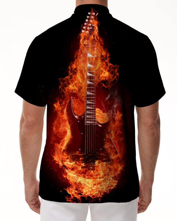 
Men's Hip-Hop Style Flame Guitar 3D Printed Short Sleeve Shirt Personality Pattern Casual Summer Fashion Shirt Short Sleeve
                