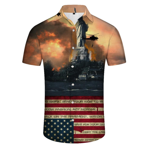 
Statue of Liberty American Artillery 3D Digital Printing Men's Casual Short Sleeve Hawaiian Comfortable Breathable Top
                