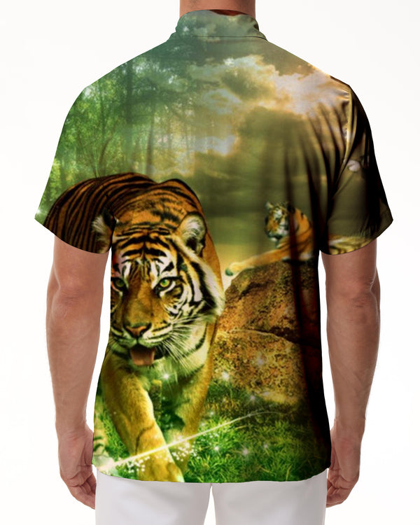 
Fashion Hawaiian Shirt Men's Short Sleeve Beach Shirt King of the Jungle Summer Casual Button
                