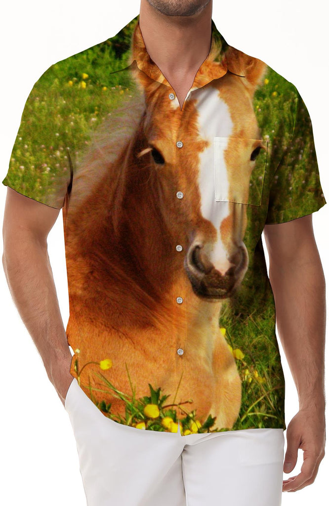 Diggital Print Animal Horse Graphic Shirts For Men Short Sleeves Casual Loose Beach Hawaiian Shirt Blouses Mens Oversized Tops