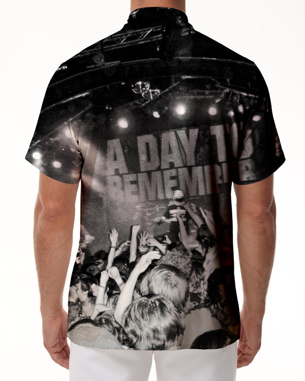 
Black and white bar concert atmosphere print tropical rain forest summer Hawaii men's lapel short sleeve shirt men's loose casual street shirt short sleeve top 3D print men
                