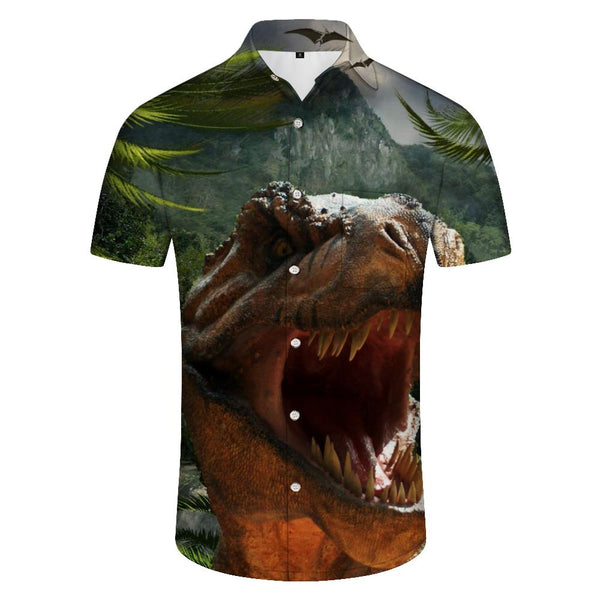 
Jurassic Dinosaur T-Rex Hawaiian Men's Shirt Regular Fit Casual Button Down Travel Shirt
                
