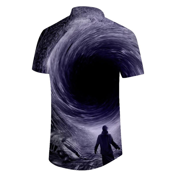 
Purple Black Hole Fashionable Hawaiian Shirt Men's Short Sleeve Digital Printing Comfortable Breathable Men's Casual Shirt
                