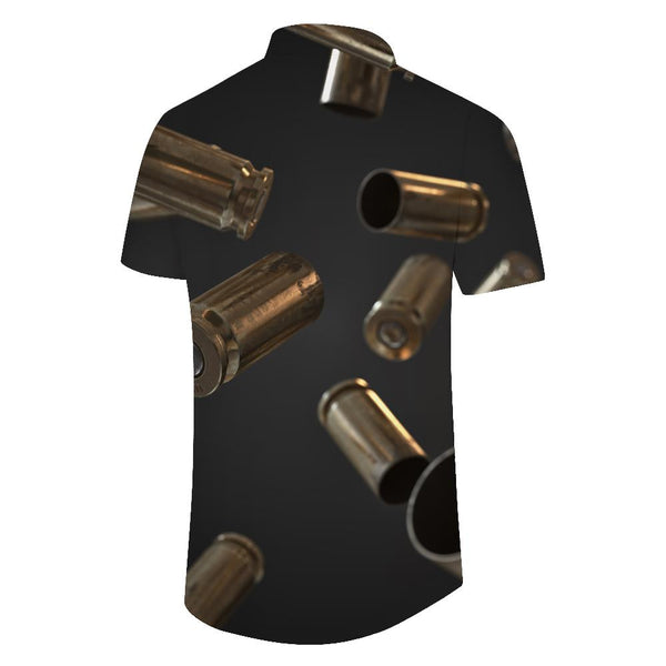
Men's casual everyday simple versatile digital print bullet pattern print tropical Hawaiian button down lapel shirt short sleeves with pockets
                
