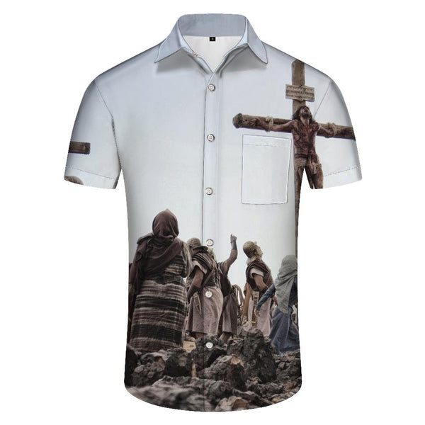 
Cross Jesus Men's Fashion Short Sleeve Printed 3D Shirt Hawaiian Beach Summer Tropical Four Seasons Hip Hop Shirt
                