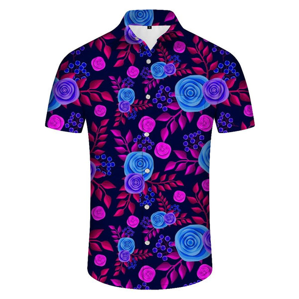 
Bright Rose Men's Loose Casual Beach Comfortable Fashion Casual Loose Summer Short Sleeve Button Shirt
                