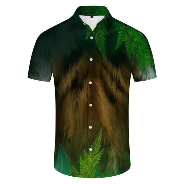 
Green Nature Print Cuban Collar Short Sleeve Shirt Perfect Beach and Casual Wear for Men
                