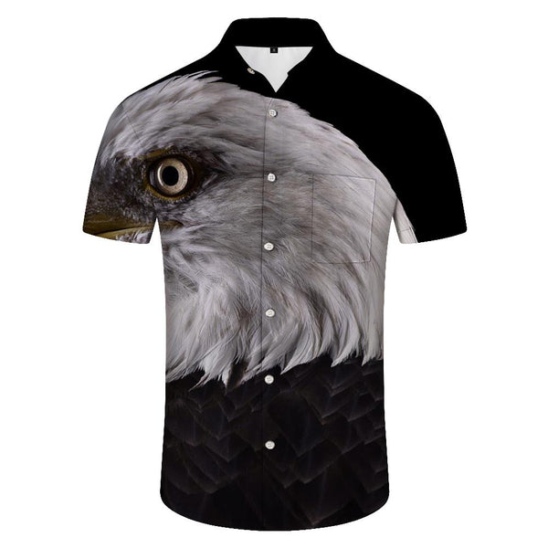 
New men's short-sleeved shirt regular style summer printed eagle casual shirt men's cardigan high-end short-sleeved
                
