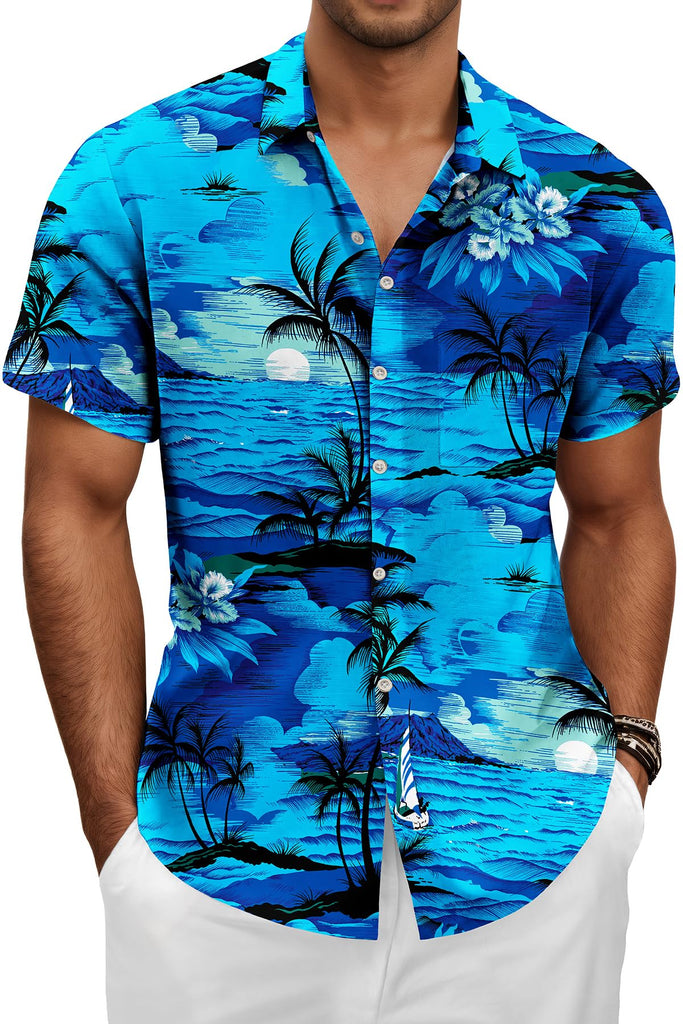 Hawaiian Shit for Men Beach Summer Mens Buton Down Short Sleeve Shit Tropical Vacation Casual Clothes