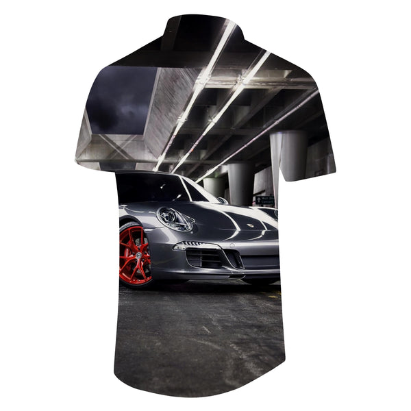 
Men's style shirt short sleeve Porsche car fashion Hawaiian lapel button summer leisure four seasons beach clothing
                