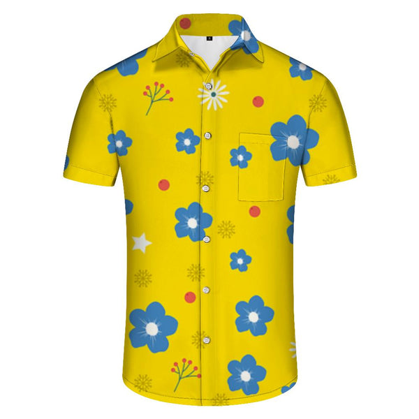 
Simple casual loose tropical Hawaiian beach style men's fashion button lapel short sleeve shirt regular style
                