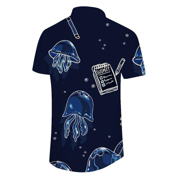
Deep Sea Jellyfish Men's Cool Fashion Hawaiian Button Lapel Tropical Vacation Seaside Short Sleeve Shirt Top
                