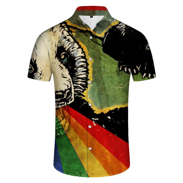 
Colorful Button Pocket Lapel Hawaiian Casual Loose Style Men's Panda Print Shirt Short Sleeve Loose Fashion Shirt Animal Summer Print Top
                