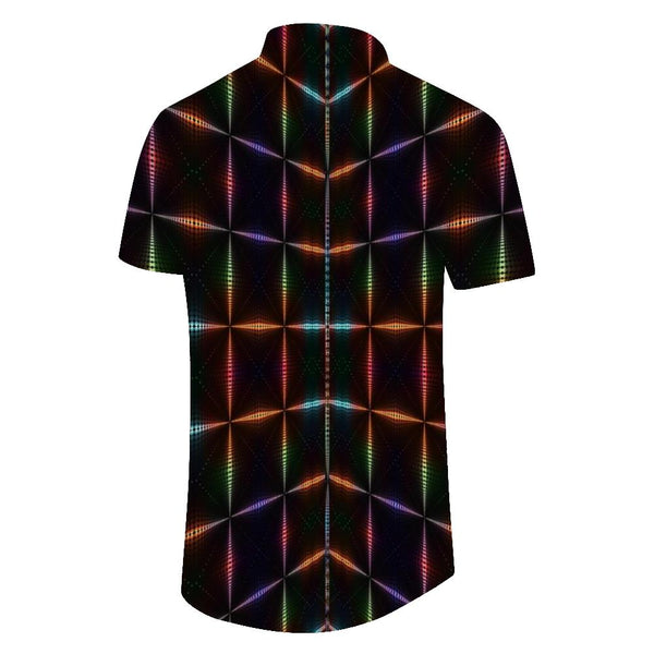 
Colorful Geometric Men's Casual Hawaiian Lapel Button-Down Shirt Top
                