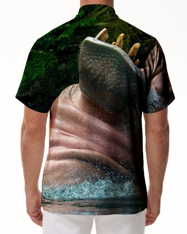 
Water Cartoon Hippo Retro Men's Collar Short Sleeve Shirt Casual Button Shirt Holiday Beach Shirt Beach Clothing
                
